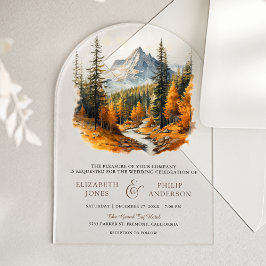 Invitaciones Acrílicas Boda de otoño en el bosque de montaña