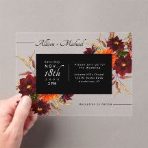 Boda de Otoño Floral Acuarela Rústica Moderna