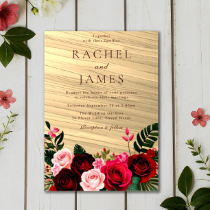 Invitaciones Acrílicas Boda de Otoño Floral Boho Borgoña