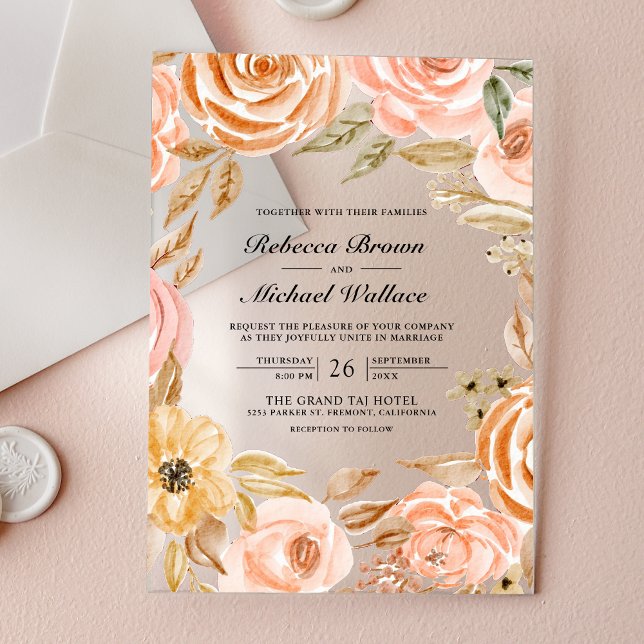 Invitaciones Acrílicas Boda de Otoño Floral Terroso (Subido por el creador)