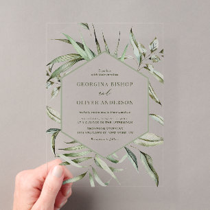 Invitaciones Acrílicas Boda de Otoño Rústica Bohemiana con Acuarela de Ve