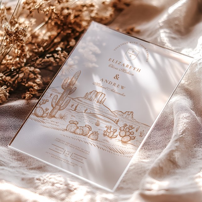 Invitaciones Acrílicas Boda de paisajes del desierto del Oeste de Boho Ca (Subido por el creador)