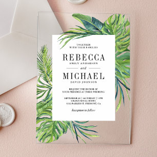 Invitaciones Acrílicas Boda de Palma Monstera Tropical