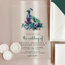 Boda de pavo real floral verde esmeralda