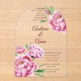 Invitaciones Acrílicas Boda de Peonía