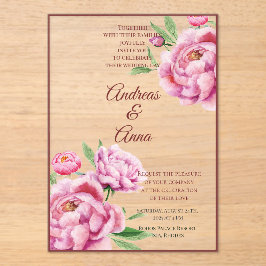Invitaciones Acrílicas Boda de Peonía