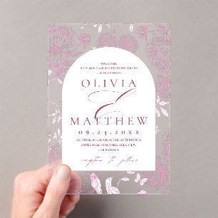 Invitaciones Acrílicas Boda de peonía de toile francés