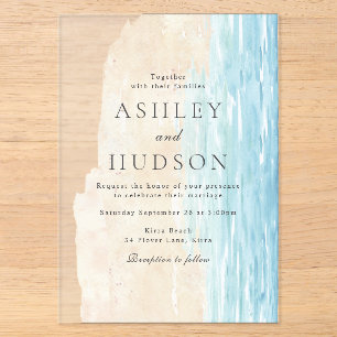 Invitaciones Acrílicas Boda de playa moderna para todas las estaciones
