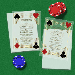 Invitaciones Acrílicas Boda de Póquer Glam Gold Frame Casino Las Vegas
