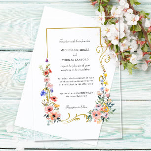 Invitaciones Acrílicas Boda de primavera y verano con flores silvestres d