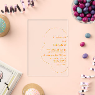 Invitaciones Acrílicas Boda de puesta de sol naranja