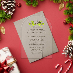 Invitaciones Acrílicas Boda de rama de árbol de abedul monograma