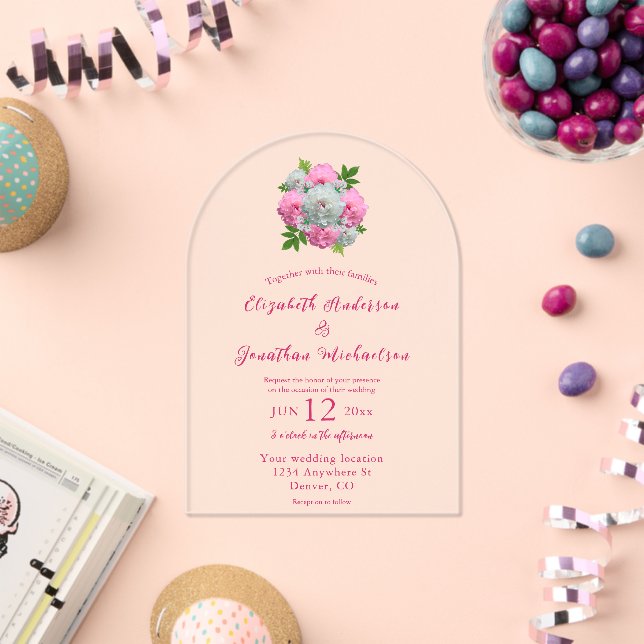 Invitaciones Acrílicas Boda de ramo de peonía (Insitu (Celebración))