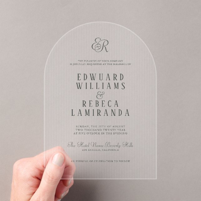 Invitaciones Acrílicas Boda de rayas verticales simple moderna (Insitu (portátil))