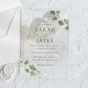 Invitaciones Acrílicas Boda de retrato de hoja verde moderna simple