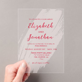 Invitaciones Acrílicas Boda de rojo cereza