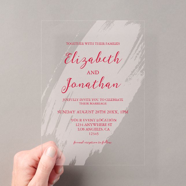 Invitaciones Acrílicas Boda de rojo cereza (Insitu (portátil))
