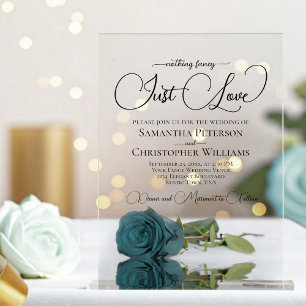 Invitaciones Acrílicas Boda de Rosa Azul Elegante Nada Lujoso Solo Amor