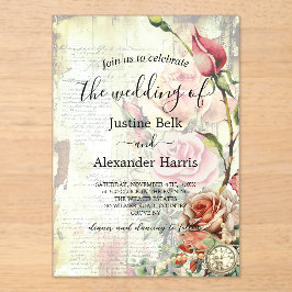 Invitaciones Acrílicas Boda de Rosa de época