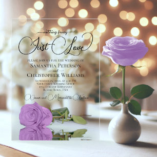 Invitaciones Acrílicas Boda de Rosa Lila Púrpura Nada Elegante Solo Amor