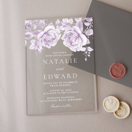 Invitaciones Acrílicas Boda de Rosas púrpura de Lavender Vintage