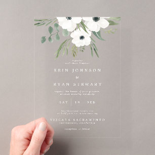 Invitaciones Acrílicas Boda de Salvia Delicada y Eucalipto Verde Polvorie