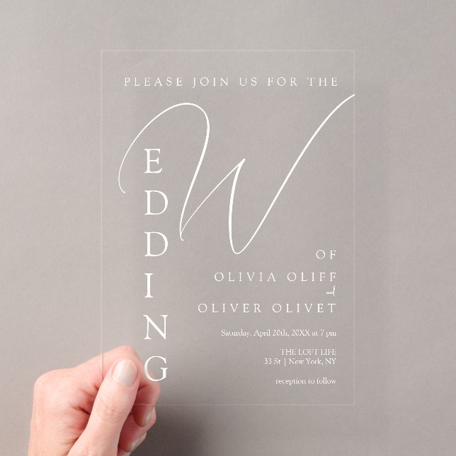 Invitaciones Acrílicas Boda de Shailene en Blanco (Insitu (portátil))