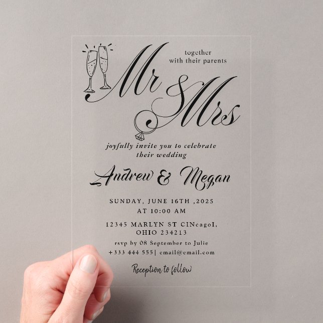 Invitaciones Acrílicas Boda de Sr y Sra (Insitu (portátil))