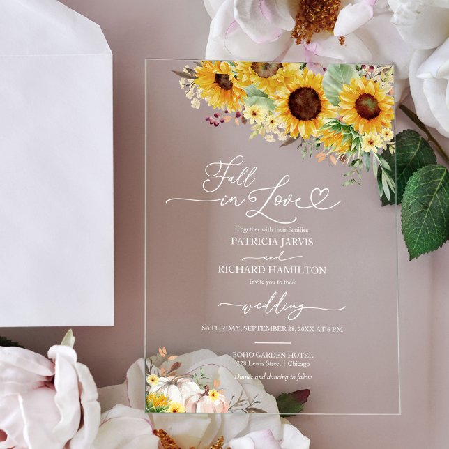 Invitaciones Acrílicas Boda De Sunflowers En La Vegetación (Subido por el creador)