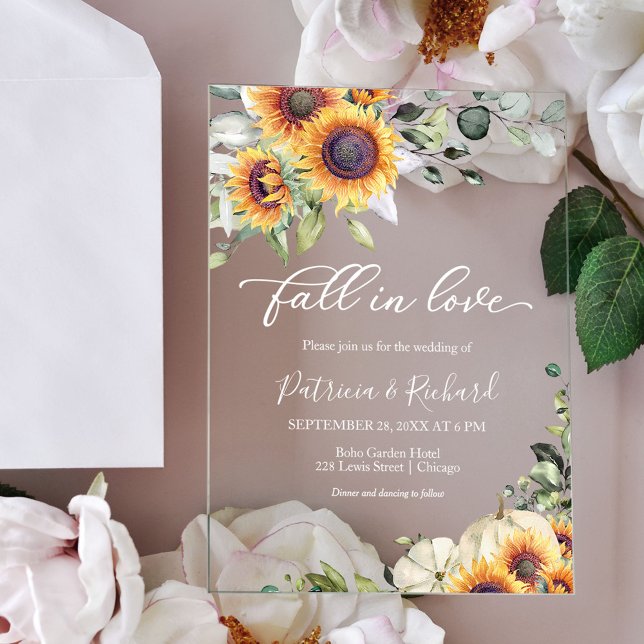 Invitaciones Acrílicas Boda De Sunflowers En La Vegetación (Subido por el creador)