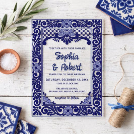 Invitaciones Acrílicas Boda de Talavera Azul Mexicana