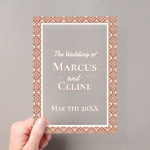 Invitaciones Acrílicas Boda de Terracota Naranja Quemada con Azulejo Rúst