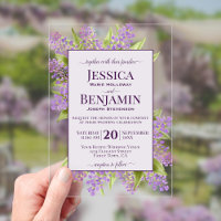 Boda de Texto Acuarela Rústica Lilas Elegante