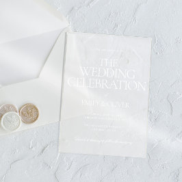Invitaciones Acrílicas Boda de texto blanco personalizado lujoso y elegan
