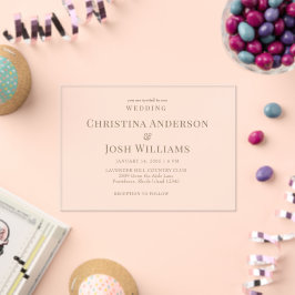 Invitaciones Acrílicas Boda de texto oro simple