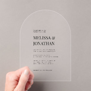 Invitaciones Acrílicas Boda de tipografía formal de clase minimalista
