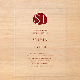 Invitaciones Acrílicas Boda de tipografía monográfica escudo