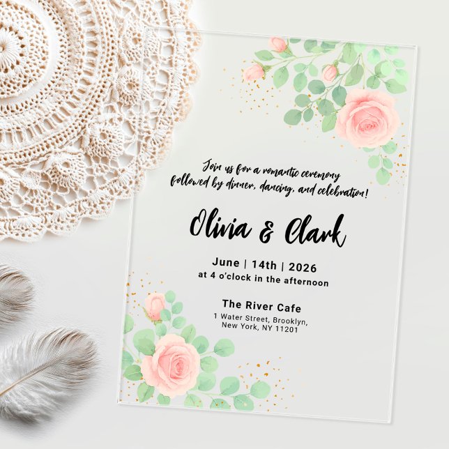 Invitaciones Acrílicas Boda de vegetación floral con Rosas (Subido por el creador)