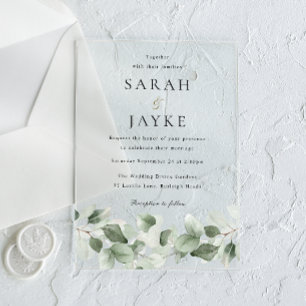 Invitaciones Acrílicas Boda de Verde de Todas las Estaciones Minimal Mode