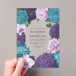 Invitaciones Acrílicas Boda Deep Marine, Orquídea Pizarra y Lila Nube