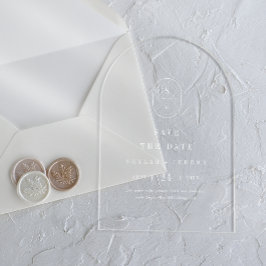 Invitaciones Acrílicas Boda del Arco Blanco con Monograma SHYLAH Salva La