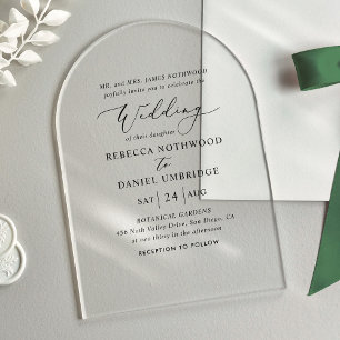 Invitaciones Acrílicas Boda del arco clásico y de la Moda