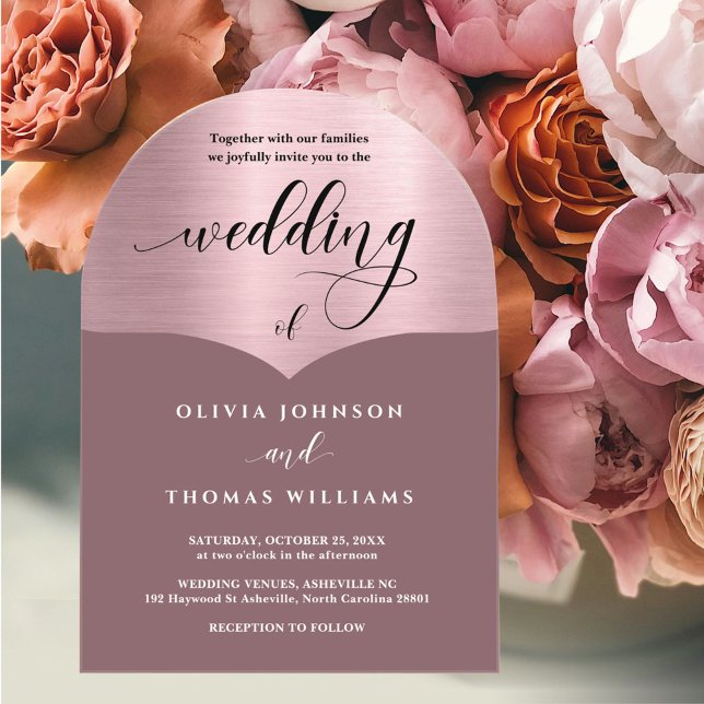 Invitaciones Acrílicas Boda del Arco de Oro Rosa Rosa Rosa Rosada con gui (Subido por el creador)