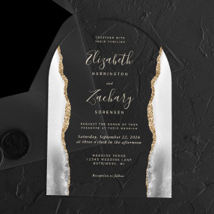 Invitaciones Acrílicas Boda del arco de texto de color blanco grisáceo