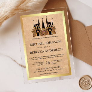Invitaciones Acrílicas Boda del Castillo de Cuentos de Hadas de Kraft