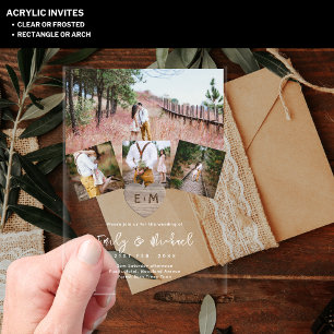 Invitaciones Acrílicas BODA del Collage de fotos transparente acrílico de