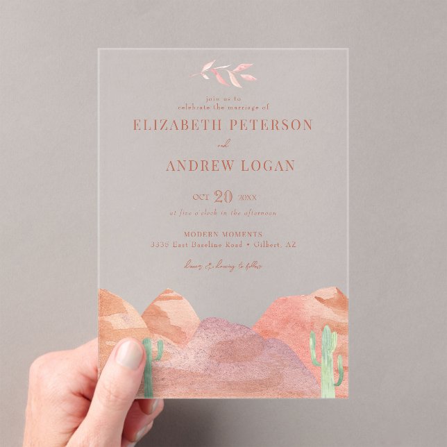 Invitaciones Acrílicas Boda del desierto de Boho (Insitu (portátil))