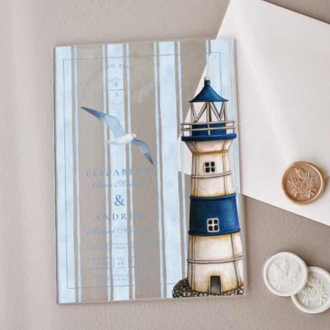 Invitaciones Acrílicas Boda del faro náutico (Subido por el creador)