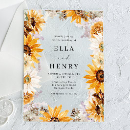 Invitaciones Acrílicas Boda del marco del girasol del Boho moderno