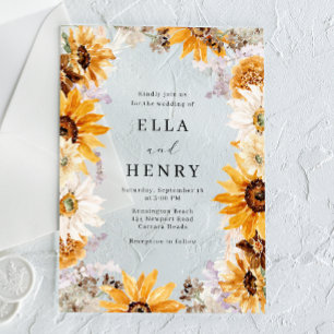 Invitaciones Acrílicas Boda del marco del girasol del Boho moderno